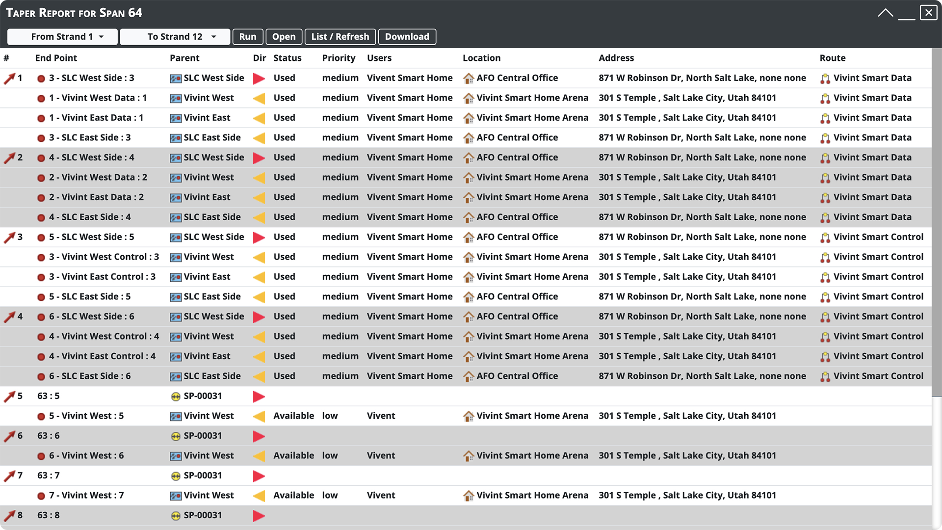 OSPInsight Web - Taper Report (Window)